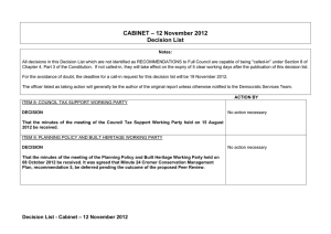 CABINET – 12 November 2012 Decision List