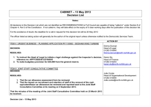– 13 May 2013 CABINET Decision List