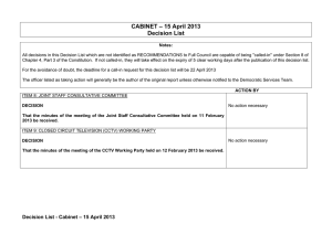 CABINET – 15 April 2013 Decision List