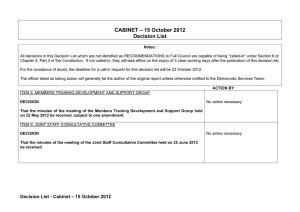 CABINET – 15 October 2012 Decision List