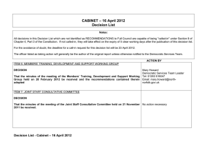 CABINET – 16 April 2012 Decision List