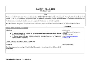 CABINET – 16 July 2012 Decision List