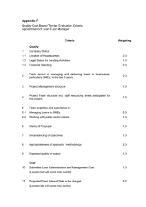 Appendix F Quality-Cost Based Tender Evaluation Criteria Appointment of Loan Fund Manager