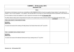 – 30 November 2015 CABINET Decision List