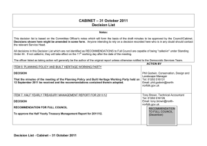 CABINET – 31 October 2011 Decision List