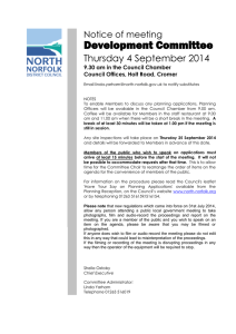 Development Committee Thursday 4 September 2014 Notice of meeting