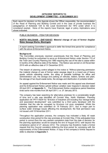 OFFICERS’ REPORTS TO DEVELOPMENT COMMITTEE – 8 DECEMBER 2011