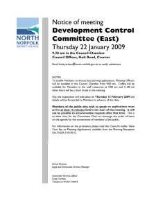 Notice of meeting Thursday 22 January 2009 Development Control Committee (East)