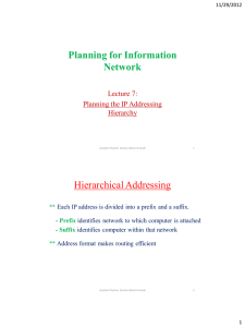 Planning for Information Network  Hierarchical Addressing