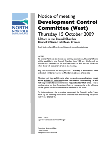 Notice of meeting Thursday 15 October 2009 Development Control Committee (West)