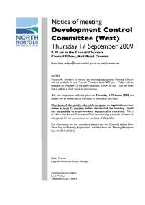 Notice of meeting Thursday 17 September 2009 Development Control Committee (West)