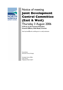 Notice of meeting Thursday 3 August 2006 Joint Development Control Committee