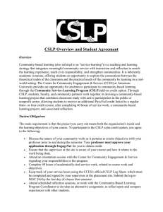 CSLP Overview and Student Agreement