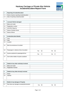 Hackney Carriage or Private Hire Vehicle Incident/Accident Report Form