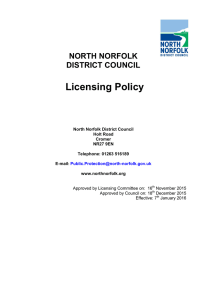 Licensing Policy NORTH NORFOLK DISTRICT COUNCIL
