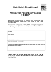 North Norfolk District Council APPLICATION FOR STREET TRADING CONSENT