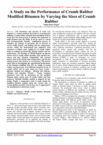 A Study on the Performance of Crumb Rubber Rubber