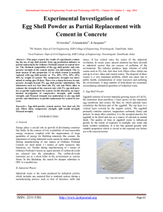 Experimental Investigation of Egg Shell Powder as Partial Replacement with D.Gowsika