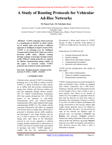 A Study of Routing Protocols for Vehicular Ad-Hoc Networks