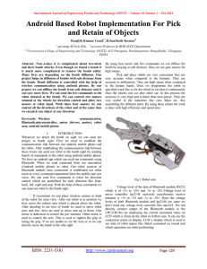 Android Based Robot Implementation For Pick and Retain of Objects B.Santhosh Kumar