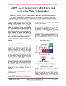 ARM Based Temperature Monitoring and Control for Milk Pasteurization  S.Boopathi