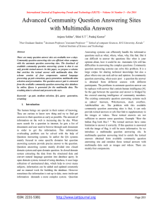 Advanced Community Question Answering Sites with Multimedia Answers Anjana Sekhar , Shini S.T