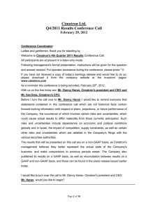 Cimatron Ltd. Q4/2011 Results Conference Call February 29, 2012