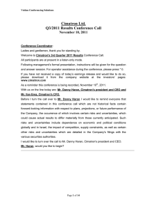 Cimatron Ltd. Q3/2011 Results Conference Call November 10, 2011