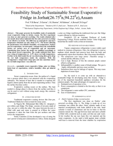 Feasibility Study of Sustainable Sweat Evaporative Fridge in Jorhat(26.75 n,94.22 e),Assam