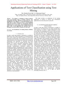 Applications of Text Classification using Text Mining  Mrs. Manisha Pravin Mali
