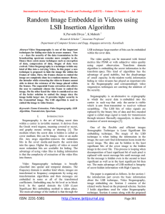Random Image Embedded in Videos using LSB Insertion Algorithm K.Parvathi Divya , K.Mahesh