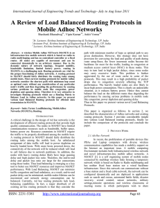 A Review of Load Balanced Routing Protocols in Mobile Adhoc Networks