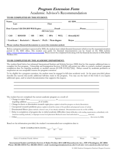 Program Extension Form  Academic Advisor's Recommendation