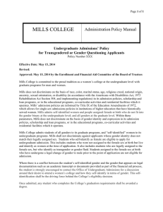 MILLS COLLEGE Administration Policy Manual  Undergraduate Admissions’ Policy