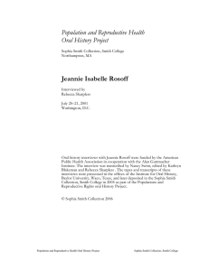 Population and Reproductive Health Oral History Project Jeannie Isabelle Rosoff