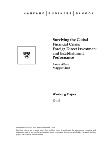 Surviving the Global Financial Crisis: Foreign Direct Investment and Establishment