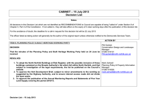 – 15 July 2013 CABINET Decision List