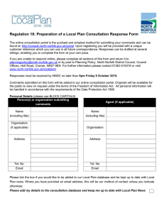 Regulation 18: Preparation of a Local Plan Consultation Response Form