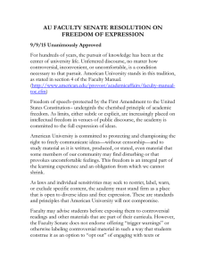 AU FACULTY SENATE RESOLUTION ON FREEDOM OF EXPRESSION