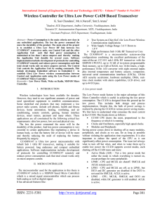 Wireless Controller for Ultra Low Power Cc430 Based Transceiver , Mr.A.Naresh