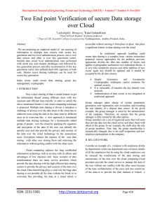 Two End point Verification of secure Data storage over Cloud ,