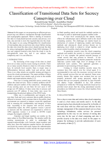 Classification of Transitional Data Sets for Secrecy Conserving over Cloud