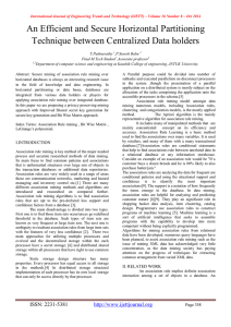 An Efficient and Secure Horizontal Partitioning Technique between Centralized Data holders