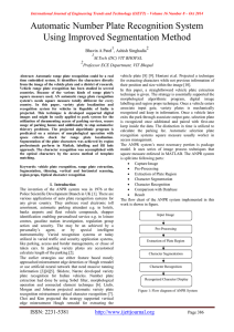 Automatic Number Plate Recognition System Using Improved Segmentation Method  Bhavin A Patel