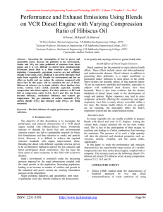 Performance and Exhaust Emissions Using Blends Ratio of Hibiscus Oil