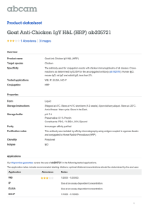 Goat Anti-Chicken IgY H&amp;L (HRP) ab205721 Product datasheet 1 Abreviews 3 Images