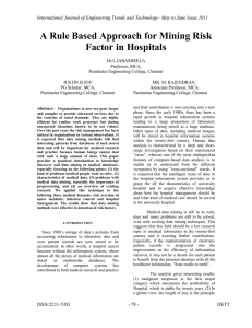 A Rule Based Approach for Mining Risk Factor in Hospitals