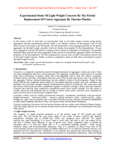 Experimental Study Of Light Weight Concrete By The Partial