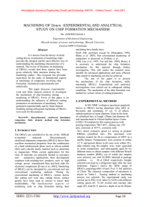 MACHINING OF Dracs -EXPERIMENTAL AND ANALYTICAL STUDY ON CHIP FORMATION MECHANISM