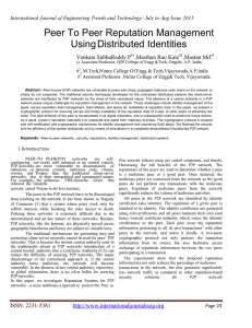 Peer To Peer Reputation Management Using Distributed Identities Venkata SubbaReddy P